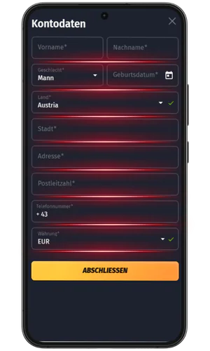 Eingabe persönlicher Daten Winshark